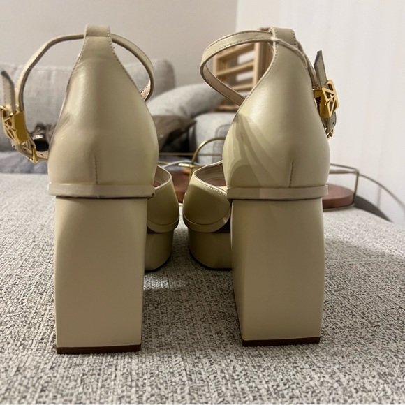 Zimmermann Farrow Sandals 75mm Cream Chunky Leather Heels Size 39 - Picture 7 of 16